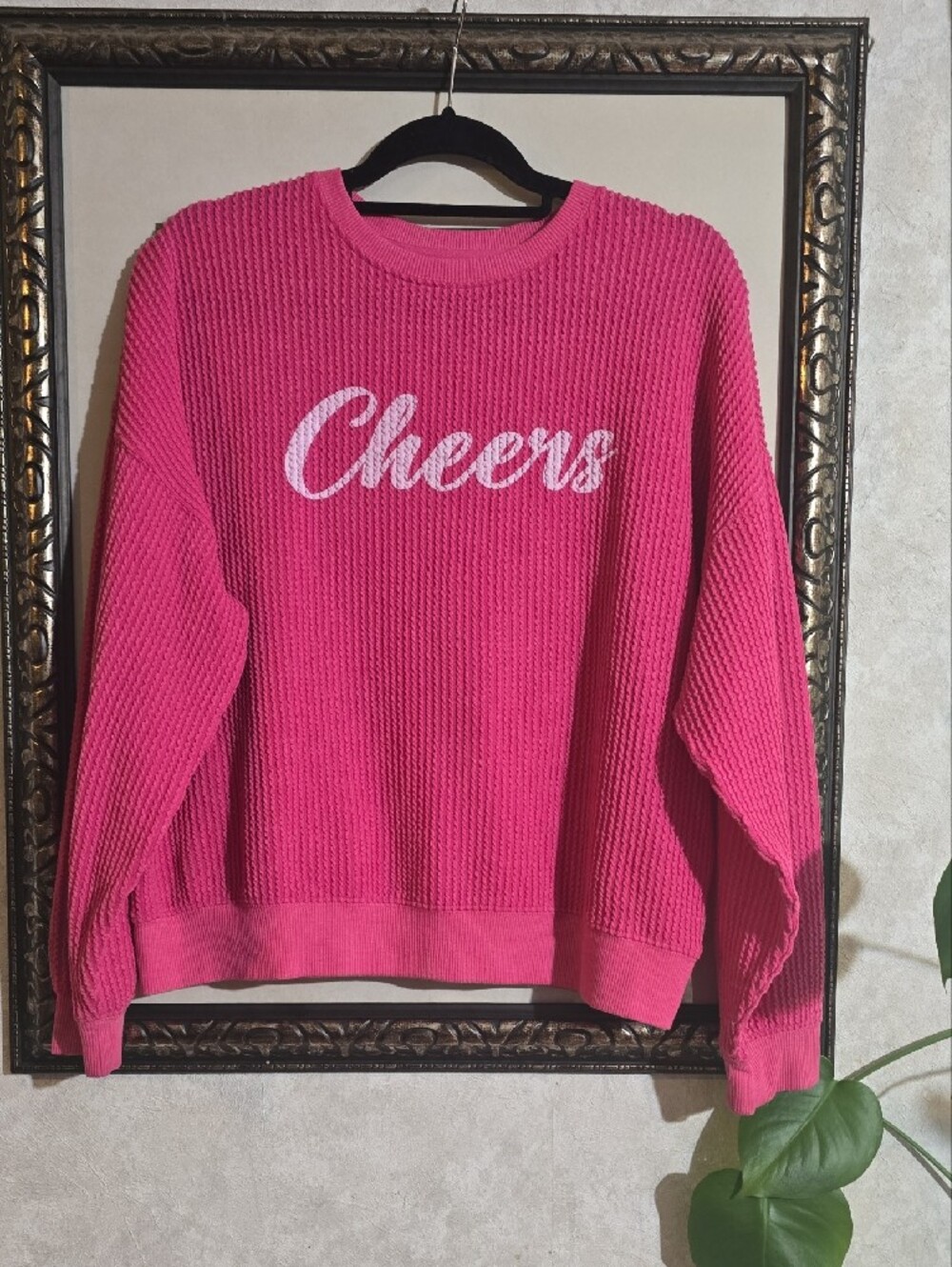 #14. Thread & Supply Bright Pink "Cheers" Waffle-Knit Sweater - Picture 6 of 8